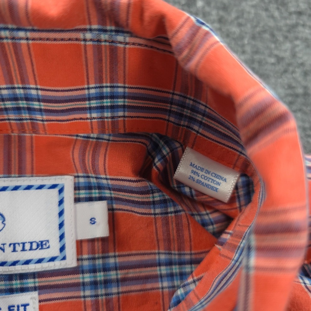 Southern Tide Shirt Mens Small Orange Plaid Skipjack Casual Preppy Beach‎ Surfer - Picture 5 of 12